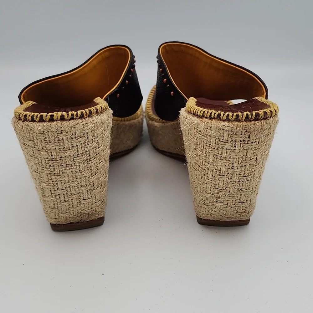 HENRY CUIR Espadrille Wedge-heeled Sandals, Size 40 - Picture 5 of 8